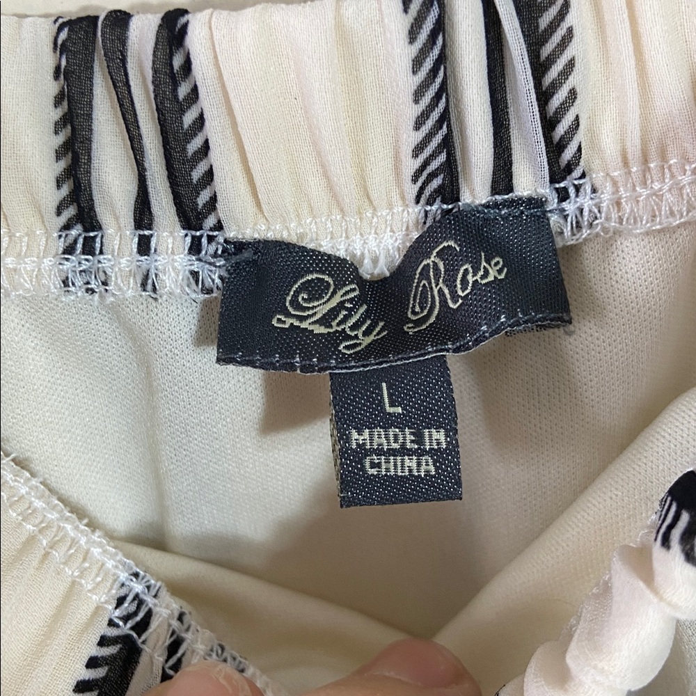 Lily Rose Striped Off Shoulder High Low Dress Ruffle Boho Summer Vacation Large - Picture 5 of 9